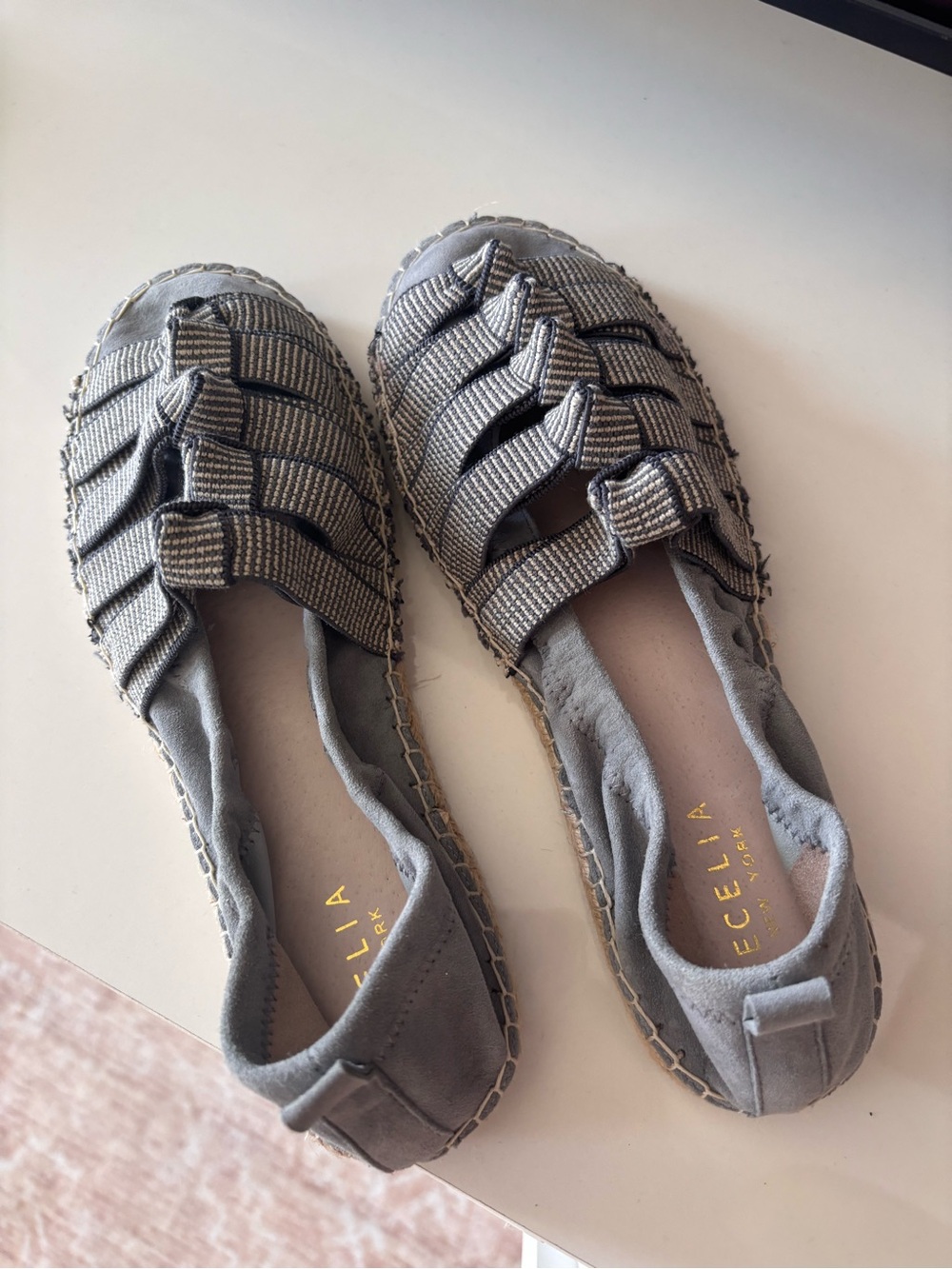 Cecelia New York Candice espadrille flat Gray Woven Shoes size 7